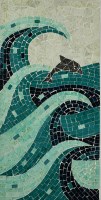 24" x 12" Dolphin Wave Mosaic Plaque