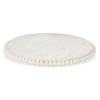 16" Round White-Washed Wood Beaded Rim Lazy Suzan by Mud Pie