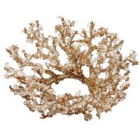 3" Opening Faux Iced Gold Glitter Twig Candle Ring