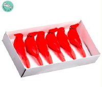 Box of 6 4.5" Red Cardinal Clip On Ornaments