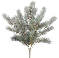 18" Faux Green Frosted Round Tip Pine Bush