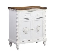 36" Distressed White and Brown Sealife Cabinet