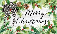 18" x 30" Merry Christmas Holly Pine Doormat