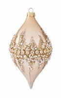 4" Gold Bead Diamond Ornament Glass