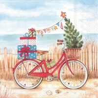 Christmas Bike Beach Beverage Napkin