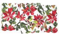 14" x 51" Red and Green Poinsettia Berries Quilted Fabric Table Runner