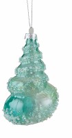 4" Seafoam Glass Glitter Cone Shell Ornament
