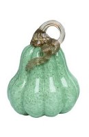 6" Green Glass Drop Shape Pumpkin Fall and Thanksgiving Decoration