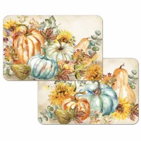 11" x 17" Multicolor Harvest Pumpkins and Sunflowers Reversible Placemat Fall and Thanksgiving