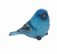 3" Blue Polyresin Bird Looking Left