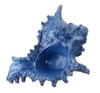 8" Dark Blue Polyresin Faux Ceramic Murex Shell Figurine