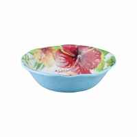 8" Round Blue Hibiscus Melamine Bowl