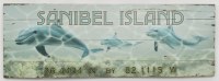 11" x 32" Sanibel Island Dolphin Coordinates Coastal Wood Wall Art Plaque