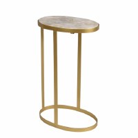 16" Oval Marble Top Gold Table