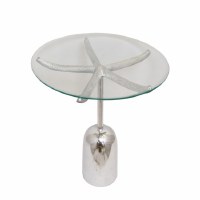 19" Round Glass Top Silver Starfish Table