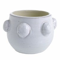 5" Round White Ceramic Dotted Pot