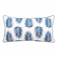 12" x 21" Dark Blue Palm Pattern Lumbar Pillow