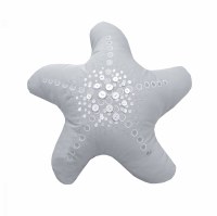 22" Silver Gray Embroidered Starfish Pillow