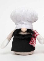 10" Gnome With Chef Hat and Black Apron With Napkin