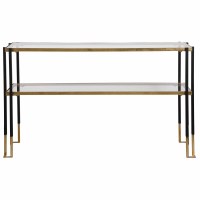 54" Black and Gold Console Table With Shelf