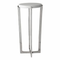 25" Round White Marble Topped Accent Table