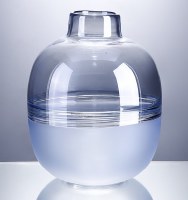 12" Two-toned Blue Glass Round Vase