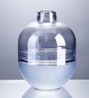 8" Two-toned Blue Glass Round Vase