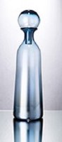 17" Blue Iridescent Skinny Glass Bottle With Topper