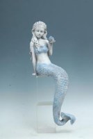 26" Blue Gray Shelf Sitting Mermaid