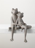 18" Gray Frog Couple Shelf Sitter