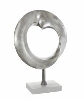 19" Silver Metal Loop Statue With Marble Base