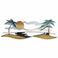 32" Tropical Beach Metal Wall Art Plaque