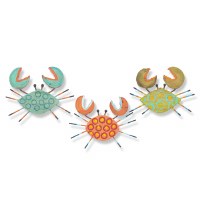 Set of Three 6" Multicolor Driftwood Crab Plaques