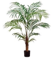 48" Faux Green Areca Palm Tree in Black Pot