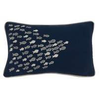 12" x 20" Navy and White School of Fish Pillow