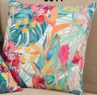 18" Square Multicolor Tropical Floral Pillow