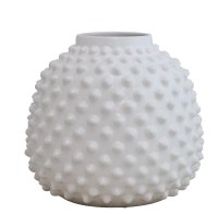 13" White Ceramic Dotted Pot