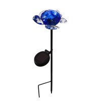 22" Blue Glass Turtle Solar/LED Garden Stake