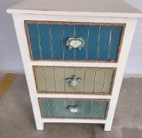 22" Blue and Green 3 Drawer Chest With Sealife Knobs