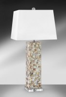 31" Square Column Mother of Pearl Mosaic Table Lamp