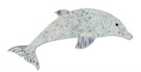 26" Green and Blue Mosaic Dolphin Wood Wall Plaque