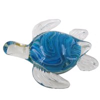 5" Clear and Blue Swirl Sea Turtle Glass Figurine