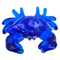 5" Blue Glass Crab Figurine
