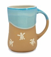 20 oz Light Blue and Tan Baby Turtles Stoneware Mug