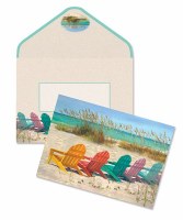 Box of 10 4" x 5" Colorful Adirondack Beach Chairs Note Cards