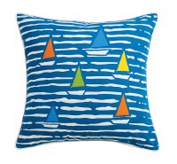 20" Square Multicolor Waterline Sailboats Canvas Pillow