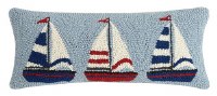 8" x 20" Red, White, and Blue Sailboat Trio Pillow
