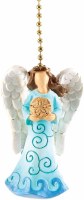 3" Light Blue Polyresin Sea Angel With Sand Dollar Ceiling Fan Pull