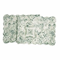 14" x 51" Green and Gray Irina Quilted Table Runner