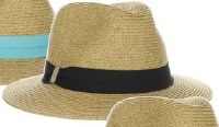 3" Natural Braided Safari Hat With Black Grosgrain Band